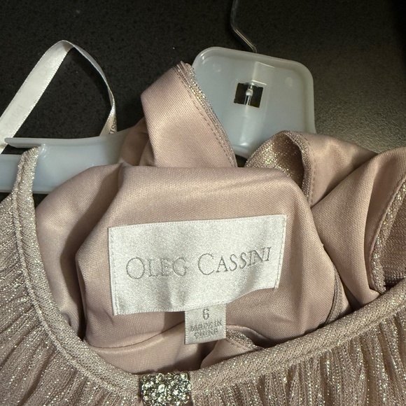 Champagne Shimmer Evening Gown – Sleeveless with Keyhole Back - Picture 3 of 3